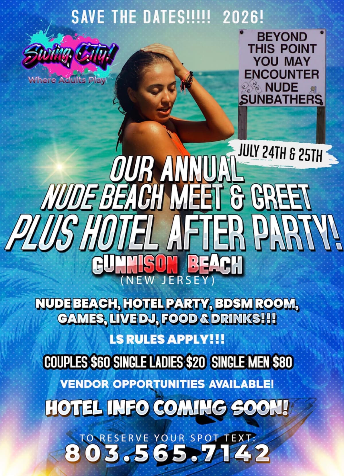 OUR ANNUAL NUDE BEACH MEET & GREET PLUS HOTEL AFTER PARTY!